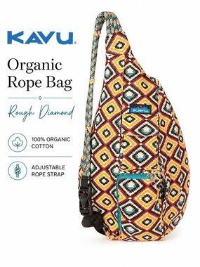 KAVU Organic Rope Bag Rough Diamond NWT Aztec Geometric Crossbody Sling Backpack